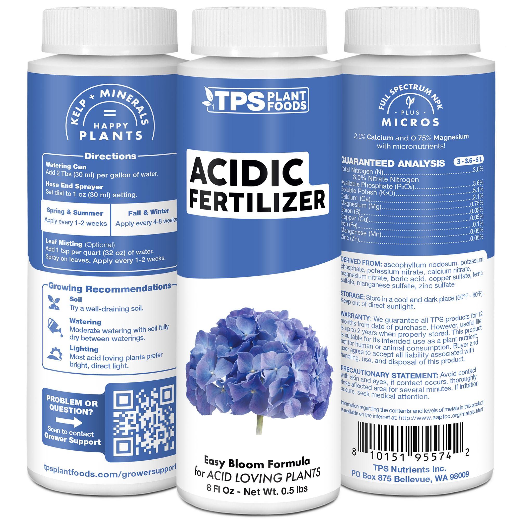 TPS NUTRIENTS Acidic Fertilizer fuels color and growth in acid-loving azaleas.
