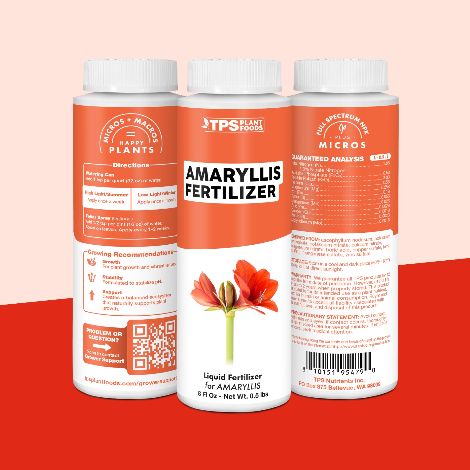 TPS NUTRIENTS Amaryllis Fertilizer supports growth cycle for next blooming.