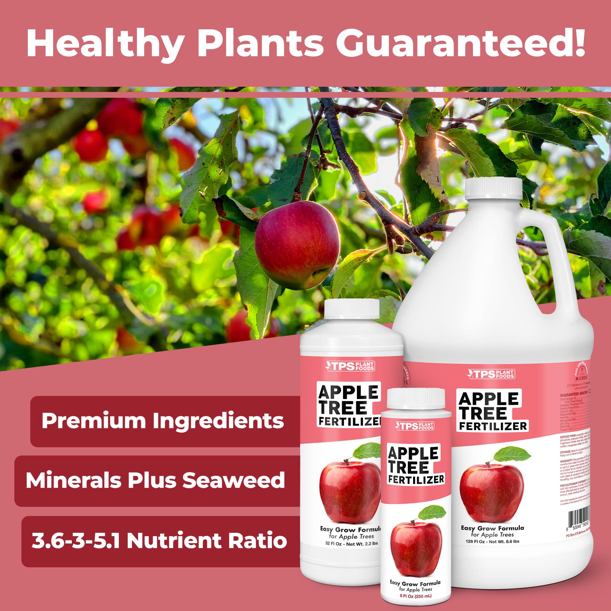 TPS NUTRIENTS Apple Tree Fertilizer bottle pour shows easy feeding for steady growth