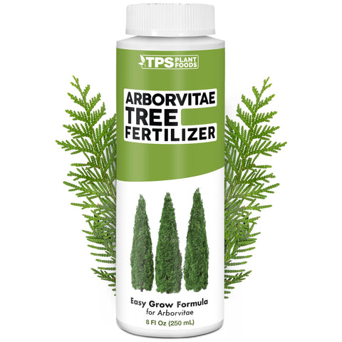 TPS NUTRIENTS Arborvitae fertilizer bottle for steady growth and healthier roots.