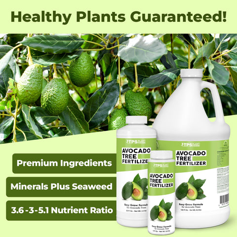 TPS NUTRIENTS Avocado Fertilizer label closeup showing complete plant food benefits