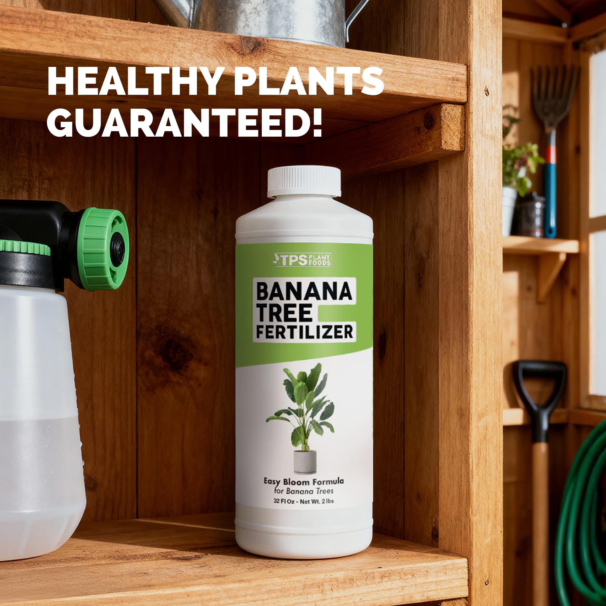 TPS NUTRIENTS Banana Tree Fertilizer garden scene implies convenient home plant care