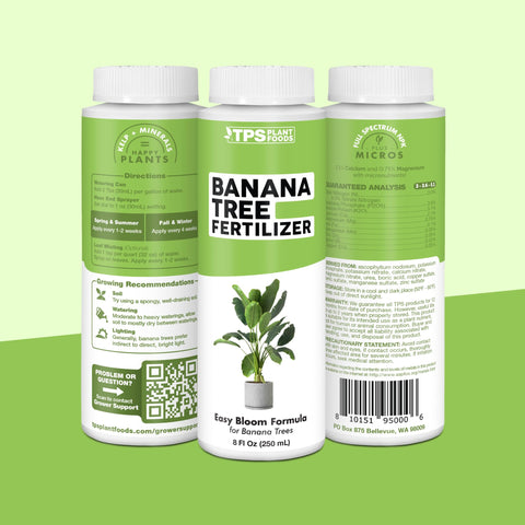 TPS NUTRIENTS Banana Tree Fertilizer bottle on shelf communicates easy maintenance