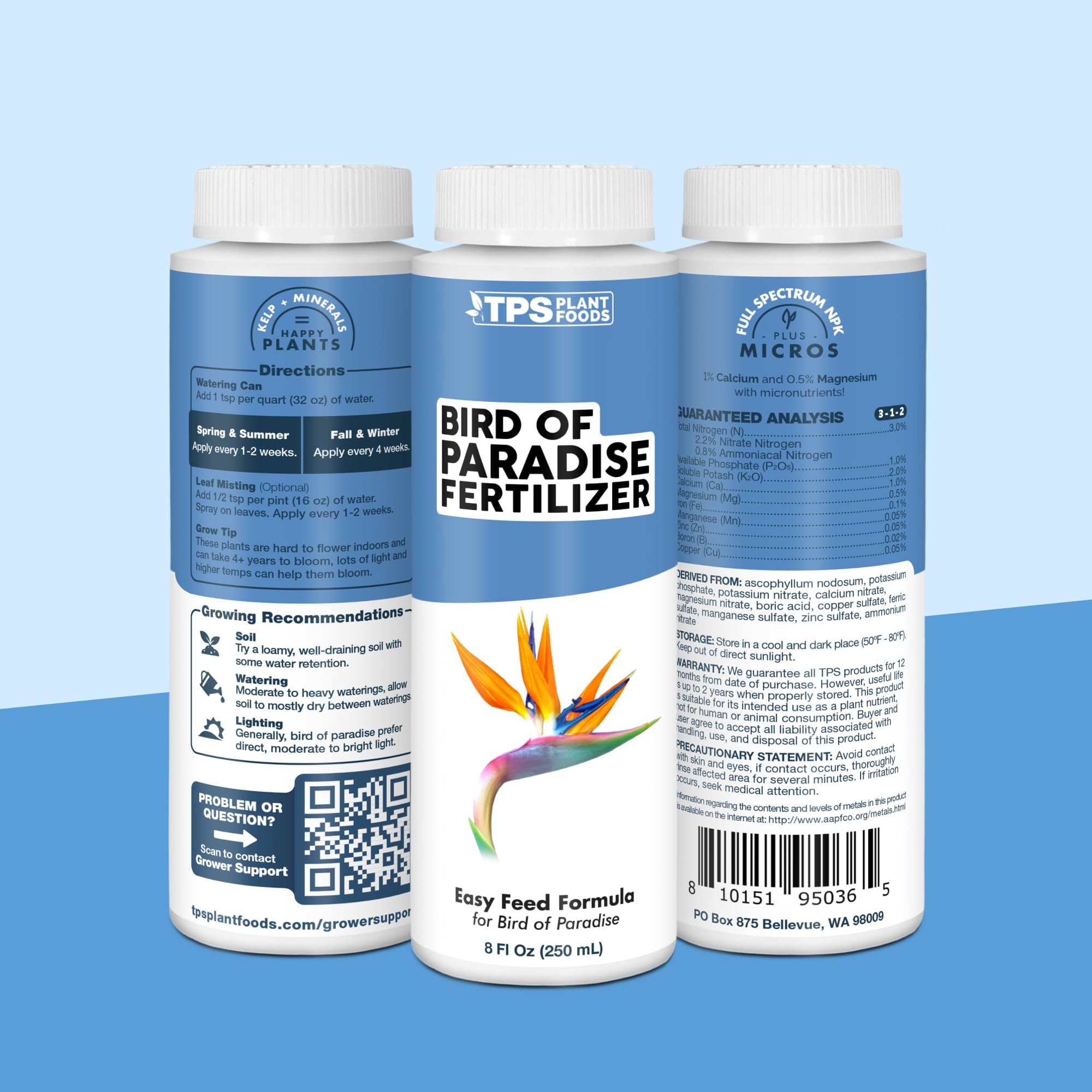TPS NUTRIENTS Bird of Paradise made in USA label signals quality