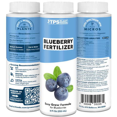TPS NUTRIENTS Blueberry Fertilizer berries on plant suggests bigger harvest potential.
