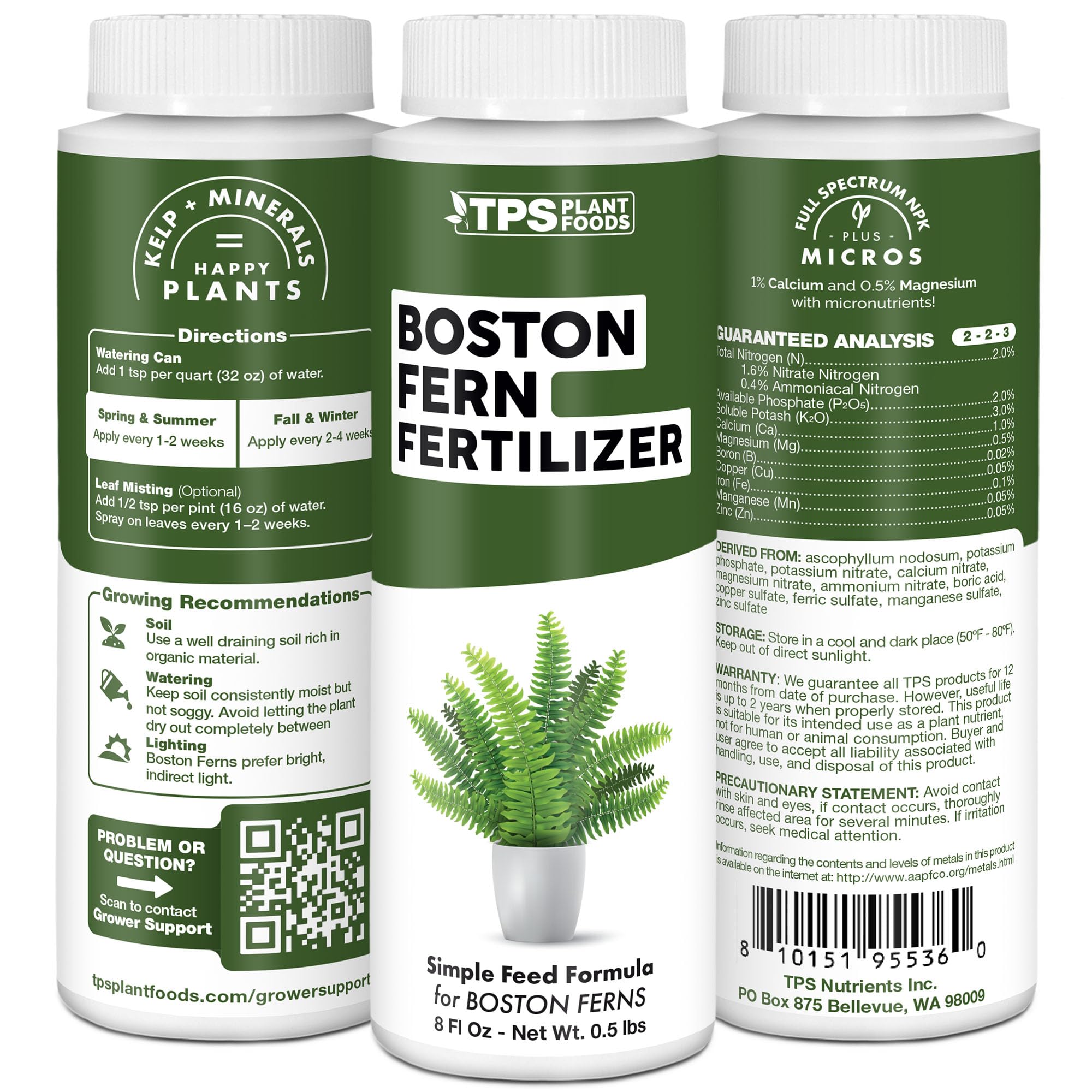 TPS Nutrients Boston Fern in windowsill display thrives with rich color.