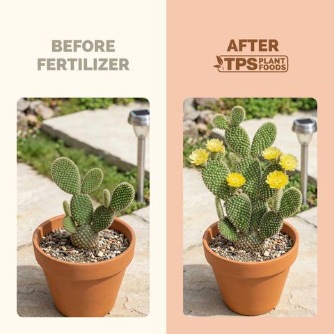 TPS Nutrients cactus fertilizer indoors with succulents promoting steady growth and healthier roots