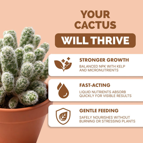 TPS Nutrients cactus fertilizer pouring action ready for easy application to potted cacti and succulents