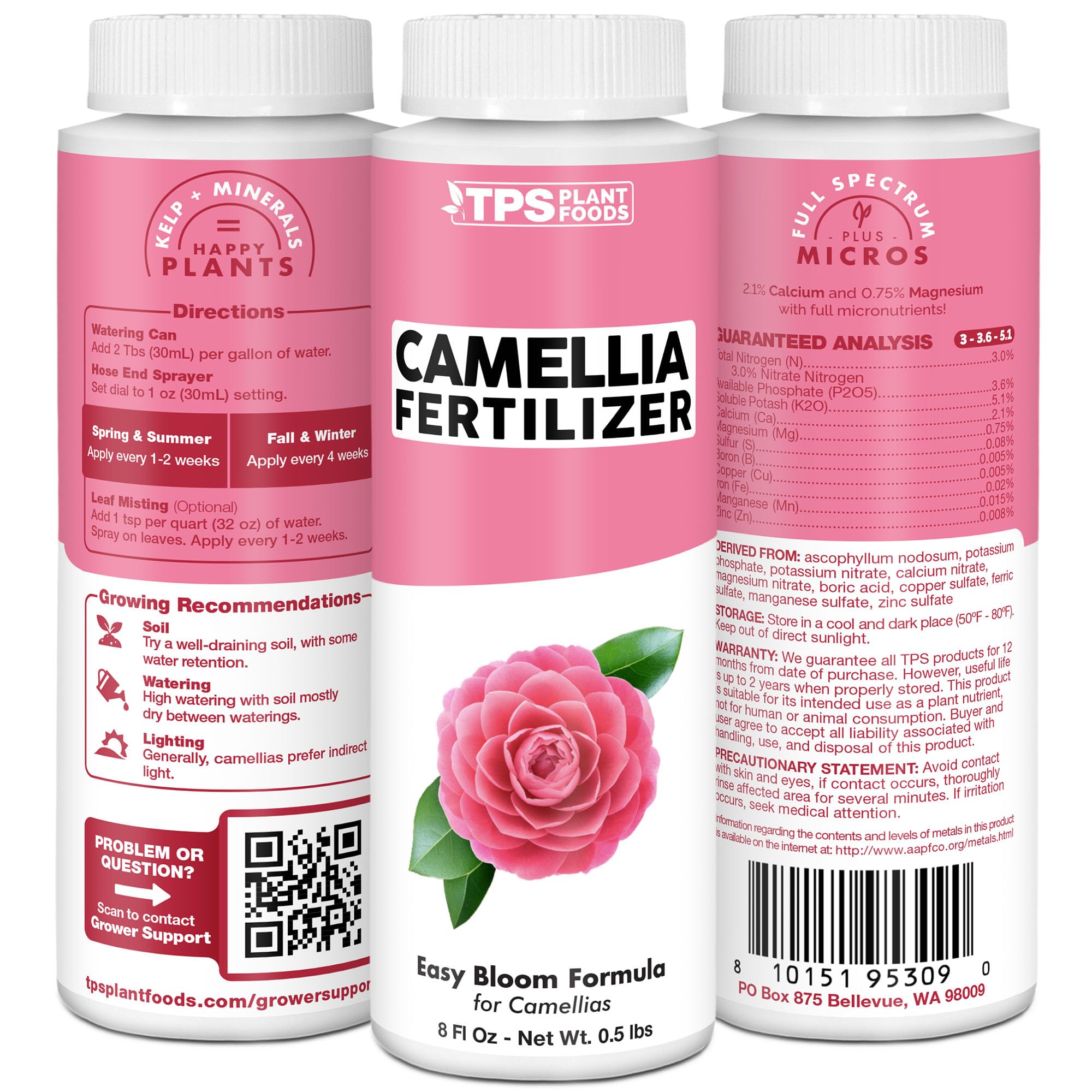 TPS NUTRIENTS Camellia Fertilizer USA-made label communicates quality