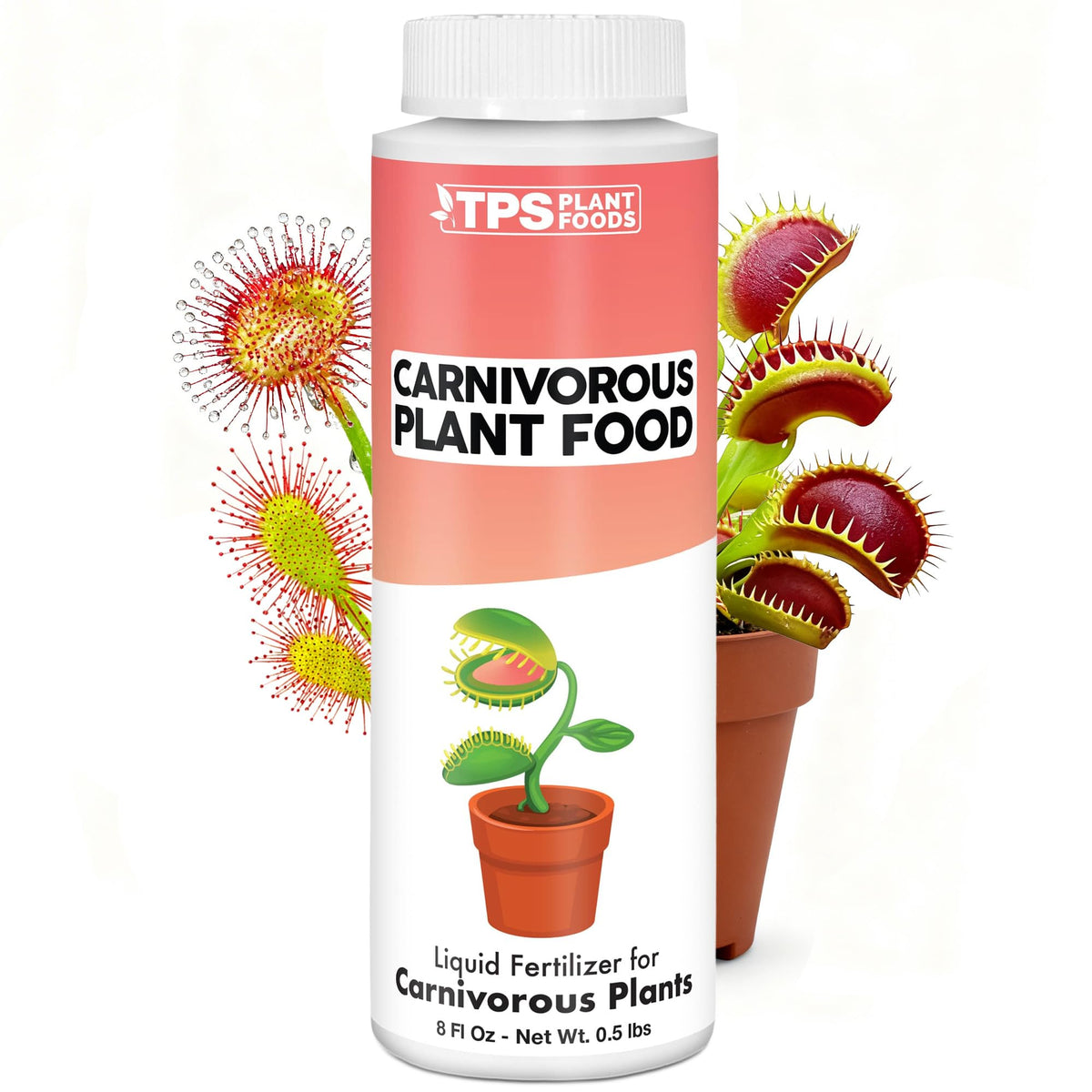 TPS NUTRIENTS carnivorous fertilizer bottle pour enhances controlled feeding for carnivorous plants.