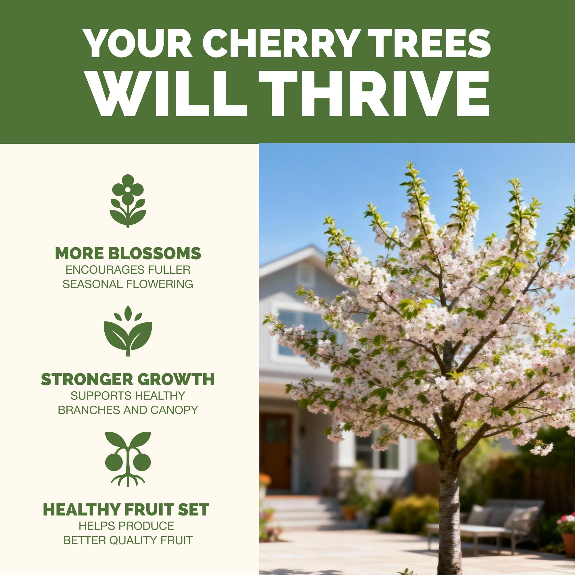 TPS NUTRIENTS Cherry Tree Fertilizer bottle-open shows gentle, easy-to-apply feeding.