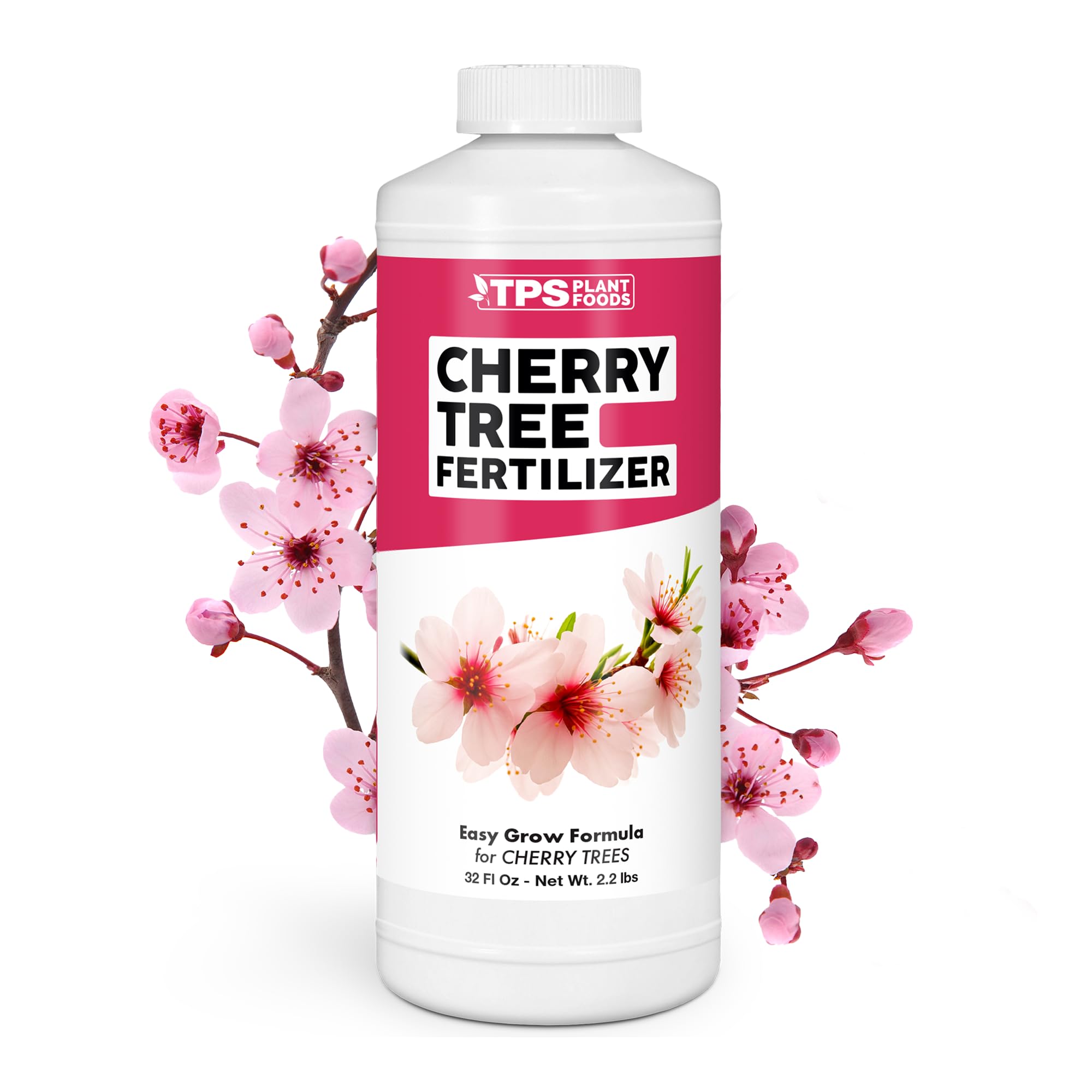 TPS NUTRIENTS Cherry Tree Fertilizer bottle highlights balanced nutrition for healthy growth.