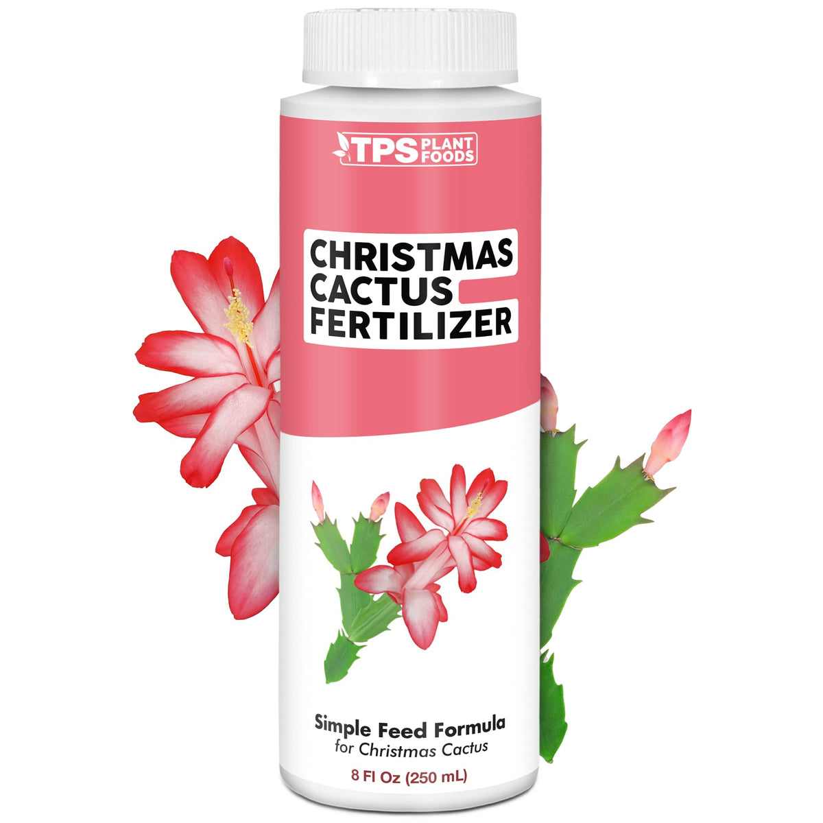 TPS NUTRIENTS Christmas Cactus Fertilizer bottle ready for indoors promoting vibrant blooms