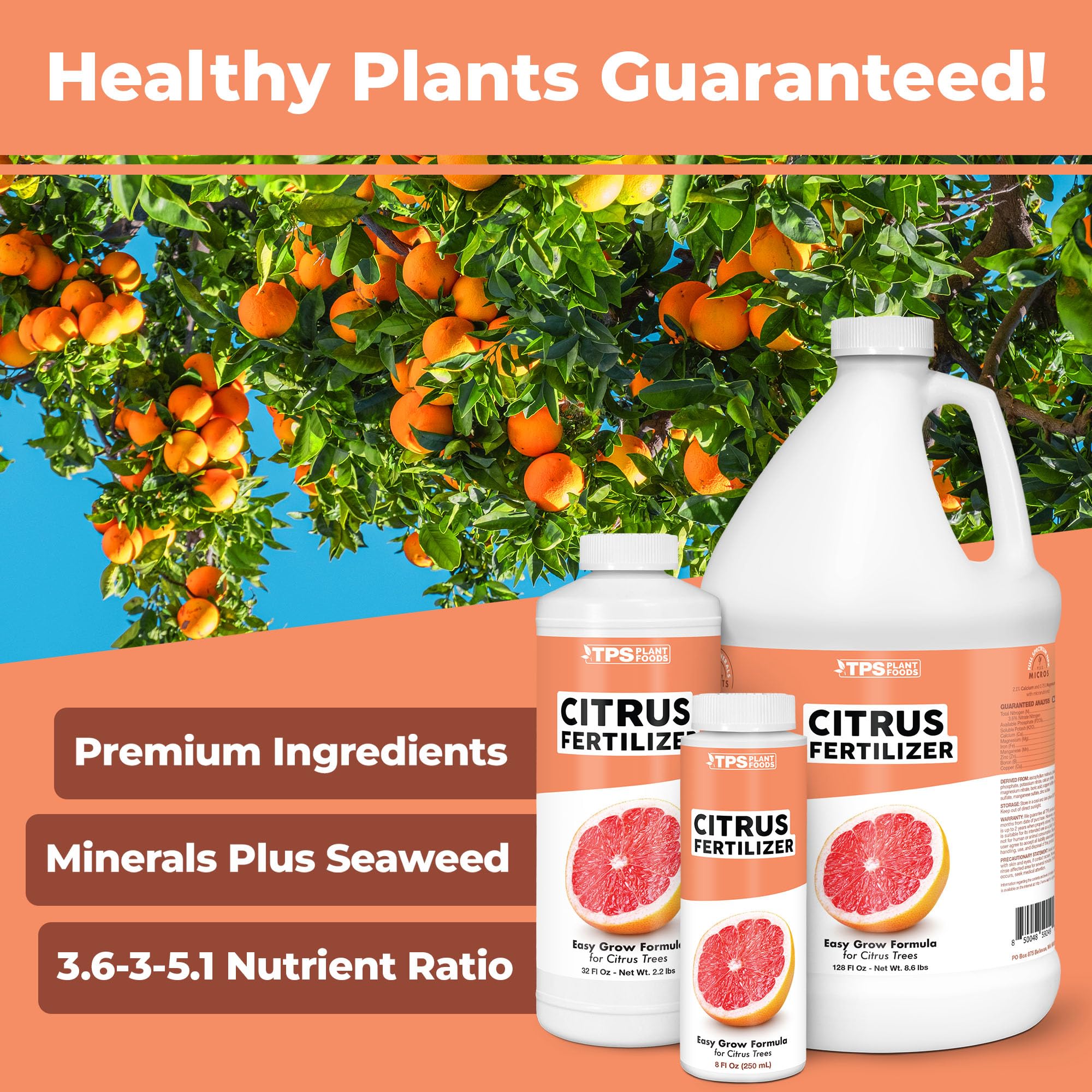 TPS NUTRIENTS Citrus Fertilizer label details showing usage and ingredients