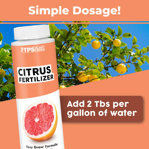 TPS NUTRIENTS Citrus Fertilizer leaves hint at lush foliage health.
