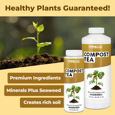 TPS NUTRIENTS Compost Tea label close-up with ingredients and usage tips