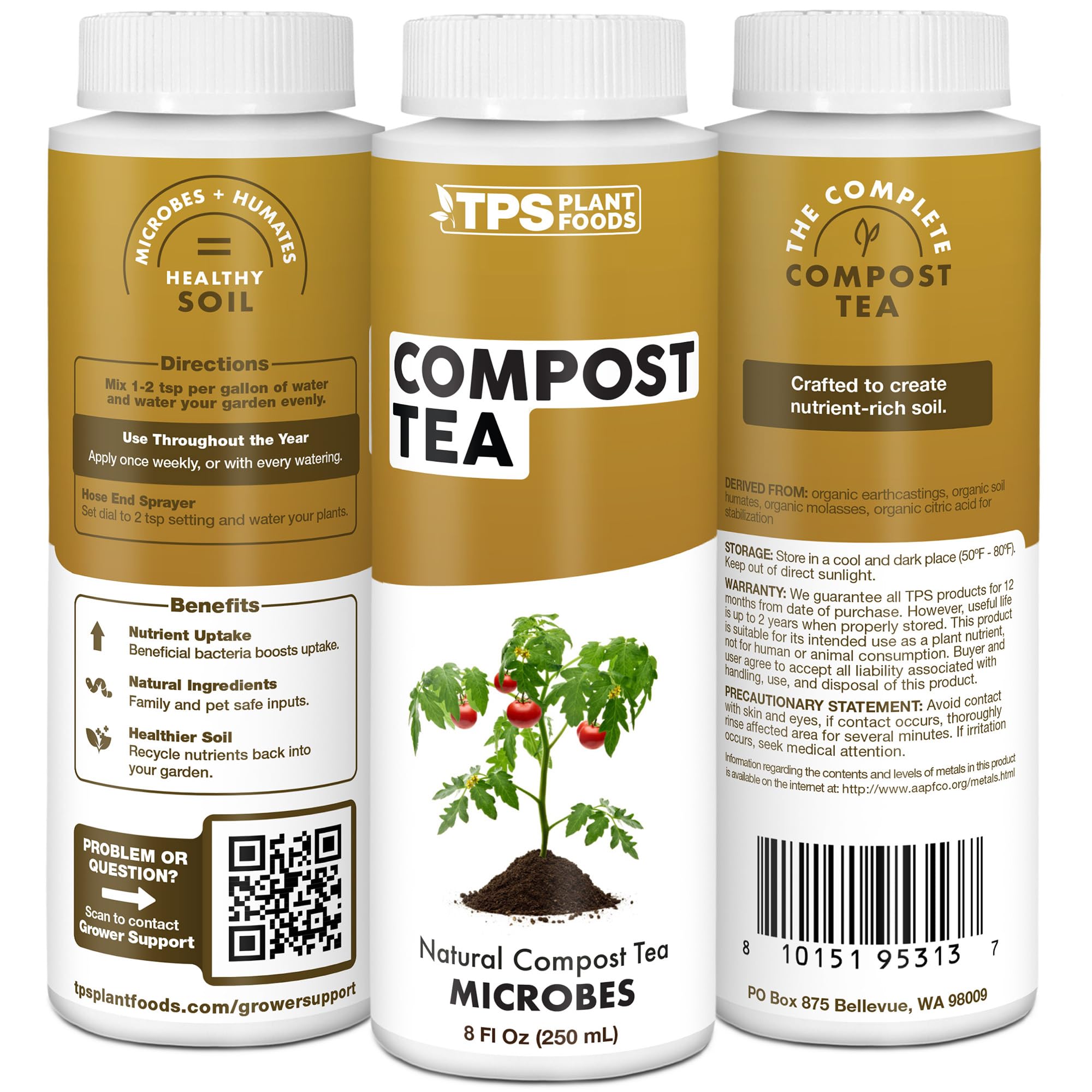 TPS NUTRIENTS Compost Tea bottle scene showing USA-made product