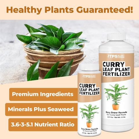 TPS NUTRIENTS curry leaf fertilizer label highlights balanced nutrients