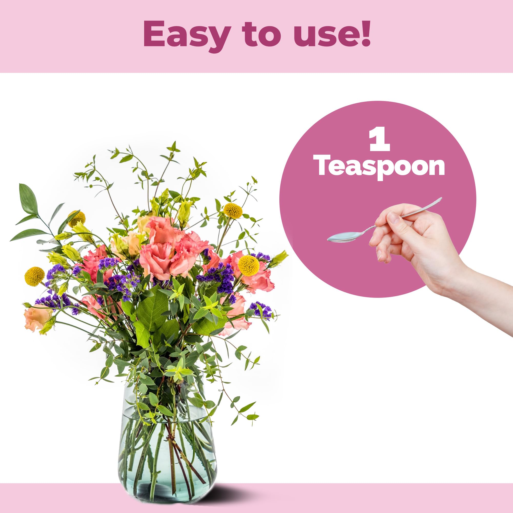TPS NUTRIENTS Cut Flower Food vase-ready bouquet after treatment.