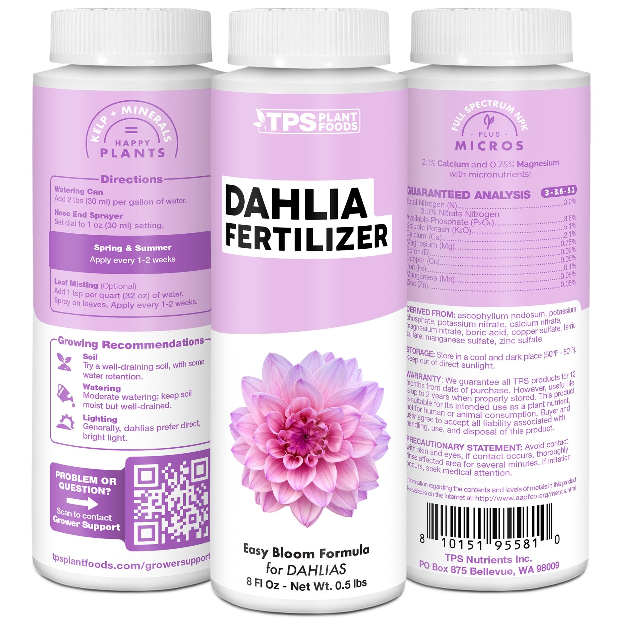 TPS Nutrients Dahlia Fertilizer USA-made formula ensures quality.