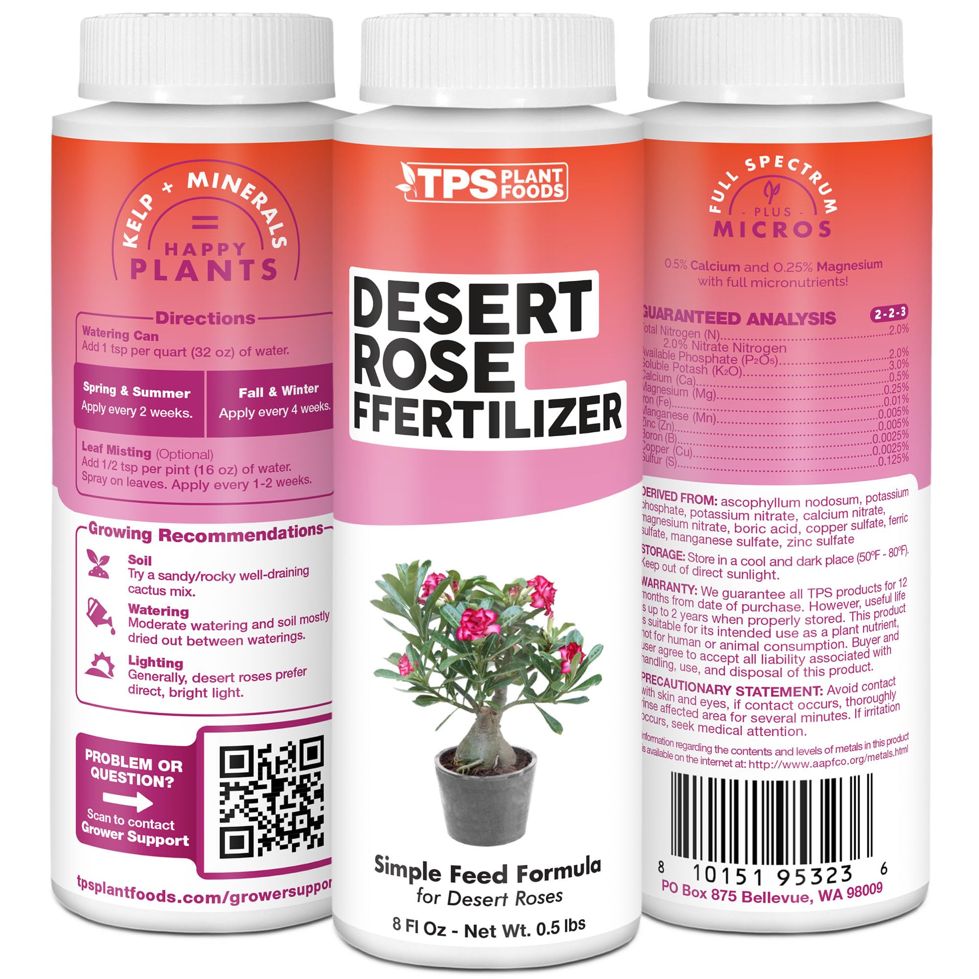 TPS NUTRIENTS Desert Rose Fertilizer bloom-ready formula promotes vibrant flowers.
