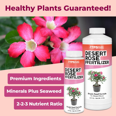 TPS NUTRIENTS Desert Rose Fertilizer label closeup shows balanced nutrition.