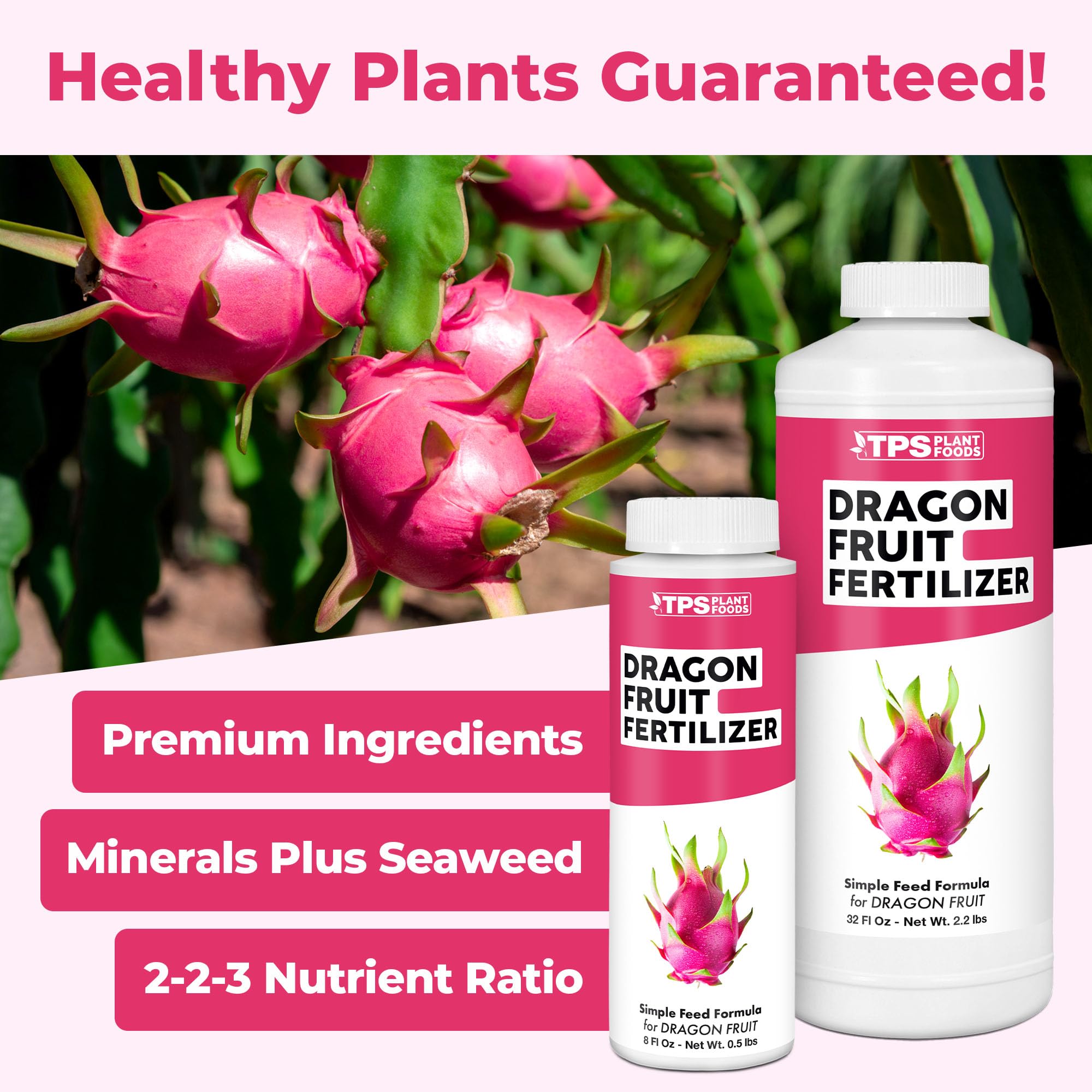 TPS NUTRIENTS Dragon Fruit Fertilizer label highlights balanced nutrients for cactus-type plants