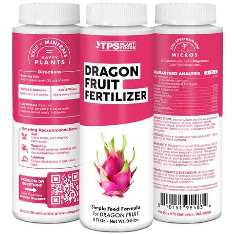 TPS NUTRIENTS Dragon Fruit Fertilizer packaging with clear usage guidance.