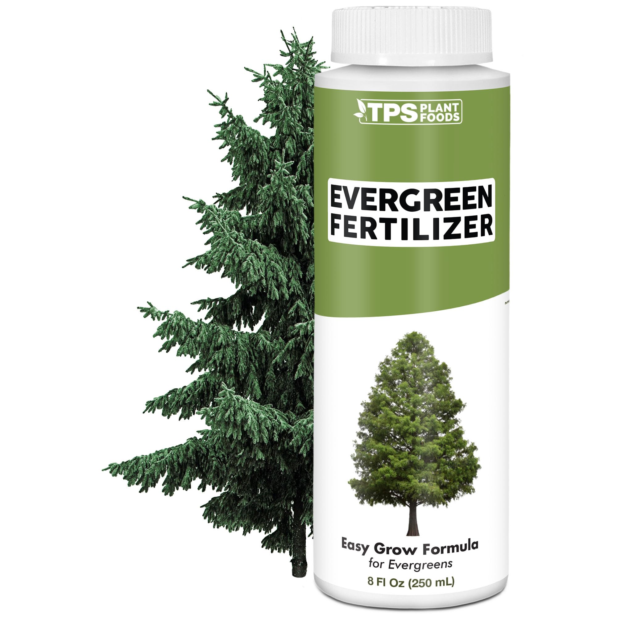 TPS NUTRIENTS Evergreen Tree Fertilizer bottle front for easy landscape application