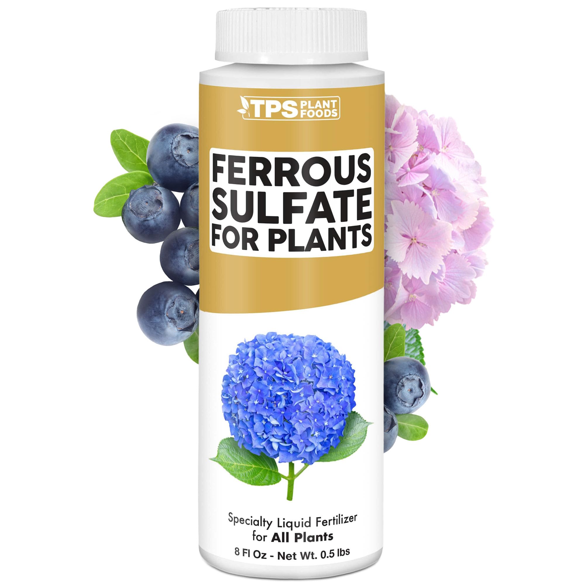 TPS NUTRIENTS Ferrous Sulfate bottle—easy iron boost for healthier plants and balanced nutrition.