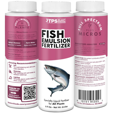 TPS NUTRIENTS Fish Emulsion promotes verdant growth and robust roots in containers.
