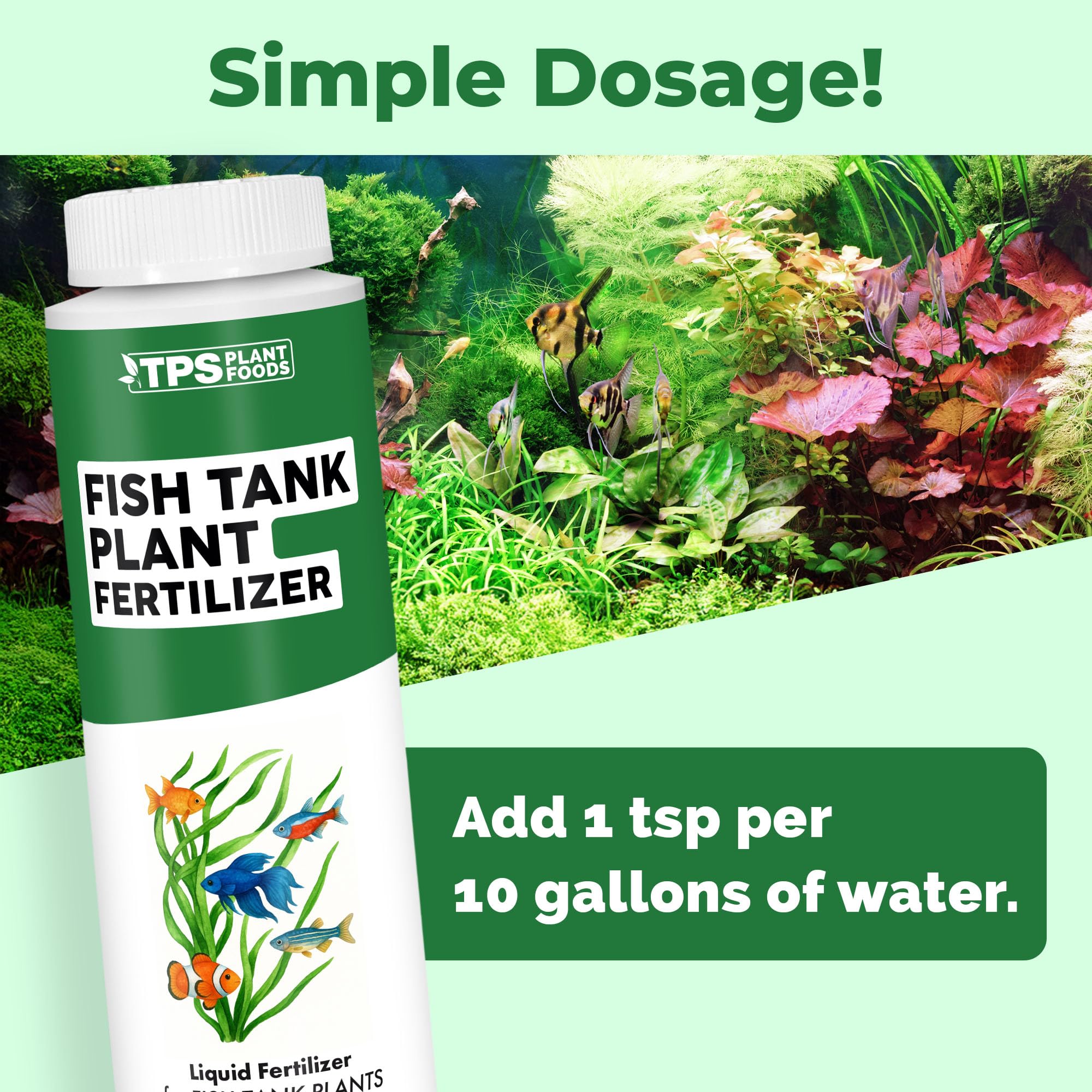 TPS NUTRIENTS Fish Tank Strong Roots displays healthy root development in aquatic plants.