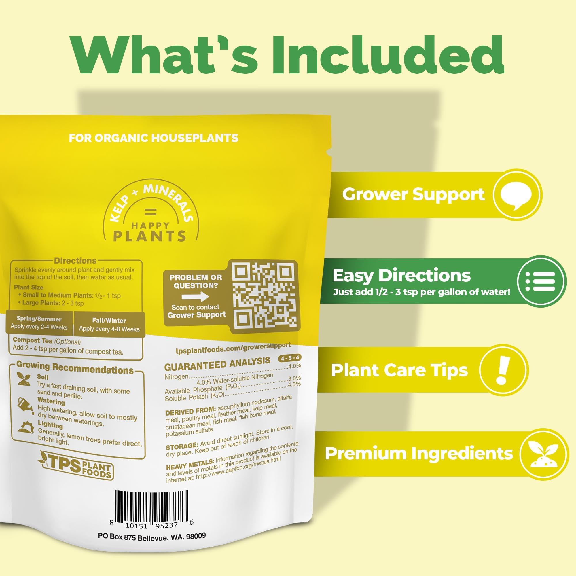 TPS NUTRIENTS granules on soil provide balanced nutrients for vibrant leaves.