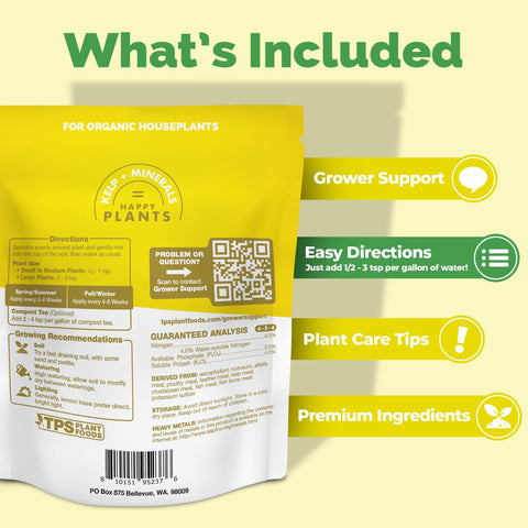 TPS NUTRIENTS granules on soil provide balanced nutrients for vibrant leaves.