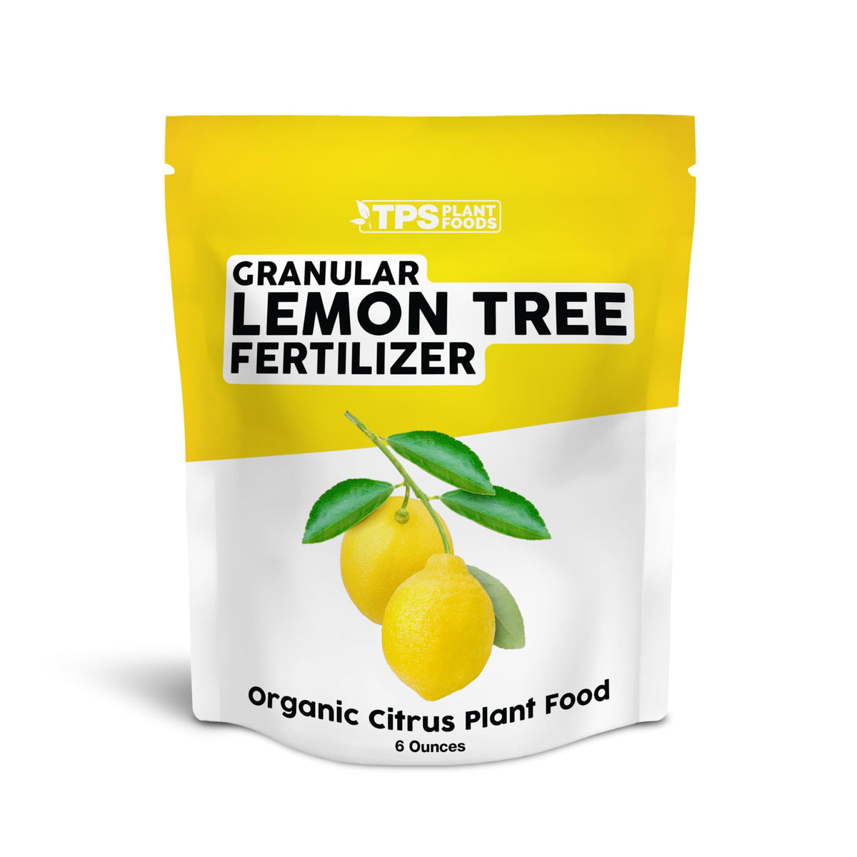 TPS NUTRIENTS packaging for granular lemon tree fertilizer showing steady growth benefits.