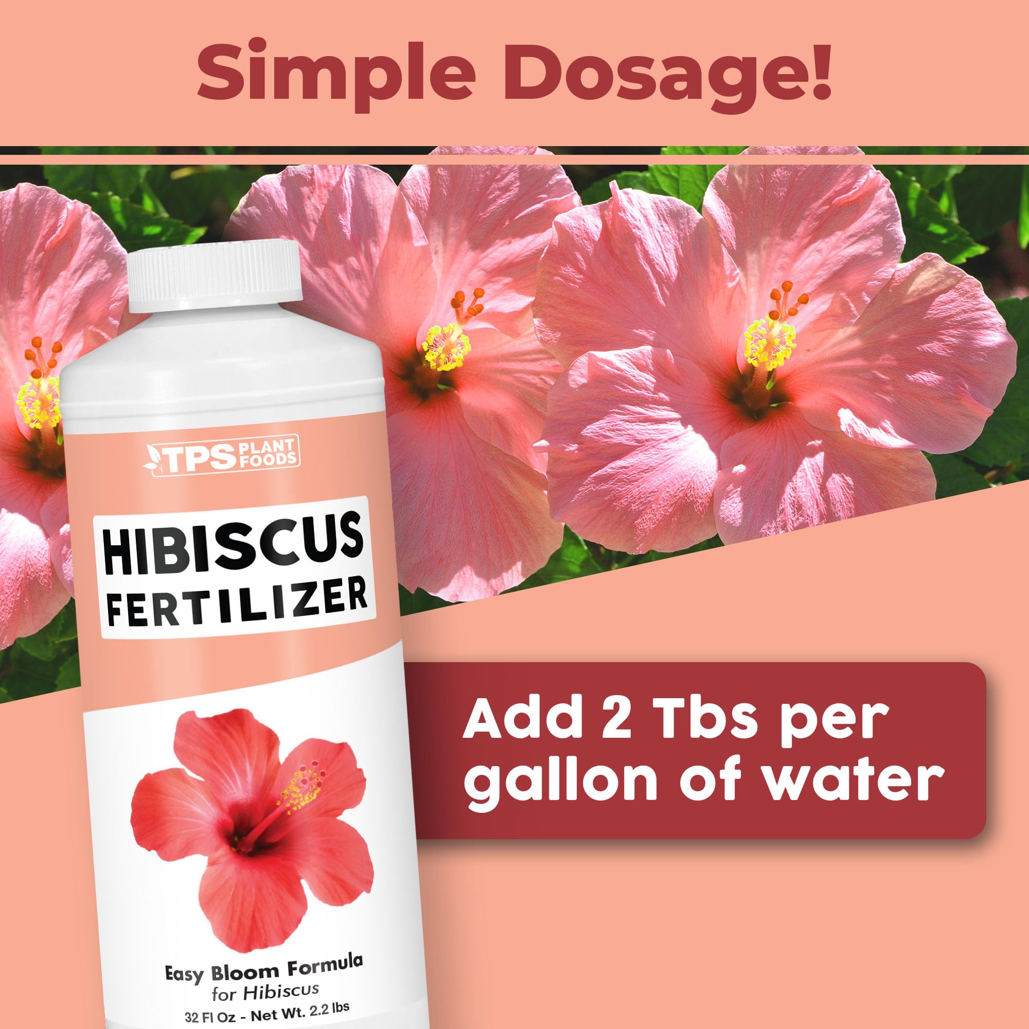 TPS NUTRIENTS Hibiscus Fertilizer blooms close-up highlights vibrant color and fuller flowers.
