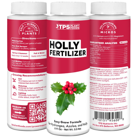 TPS NUTRIENTS Holly Fertilizer made in USA signals quality and fast absorption.