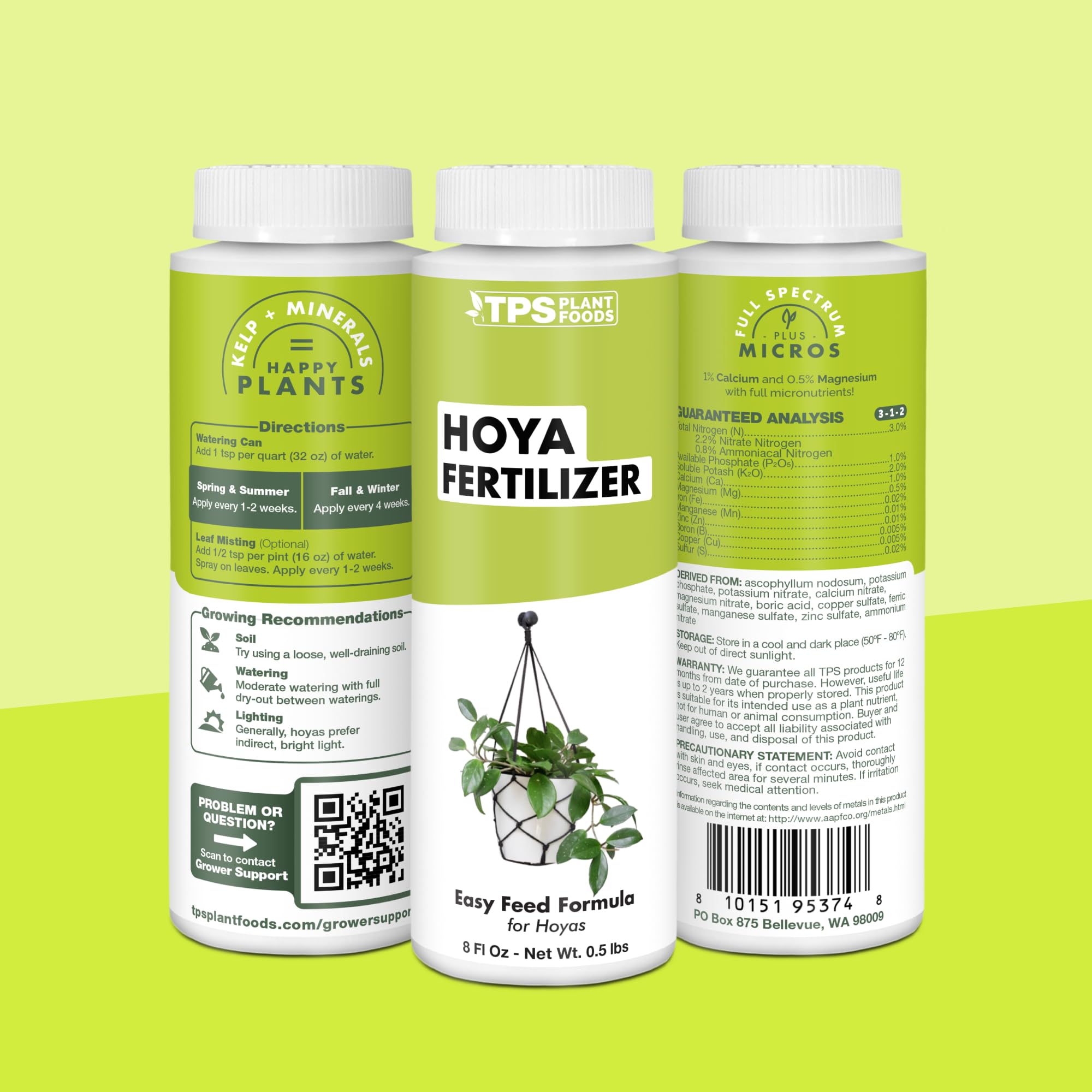 TPS NUTRIENTS Hoya 8oz bottle offers convenient at-home feeding.