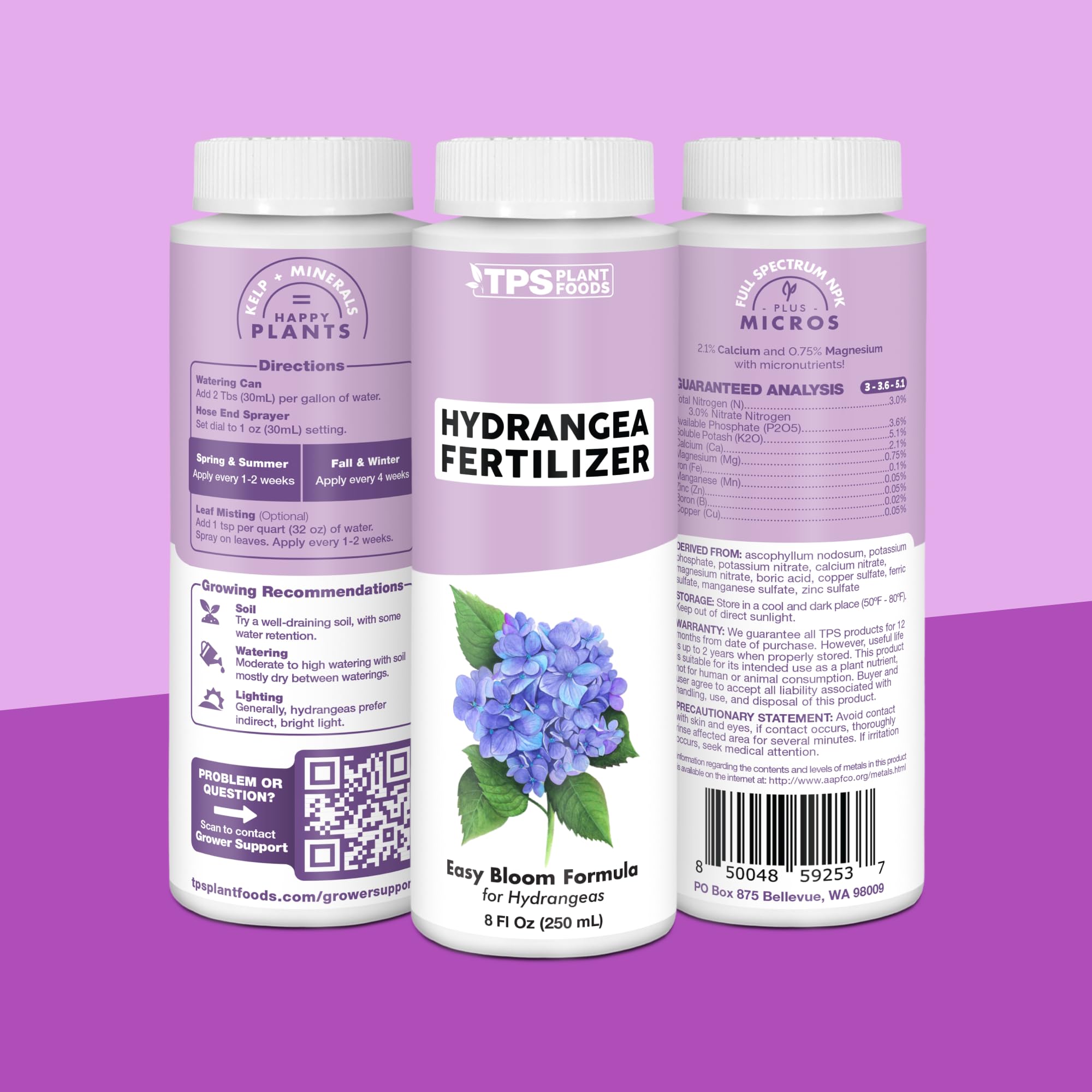 TPS NUTRIENTS Hydrangea colorful blooms demonstrate vivid contrast in garden settings.