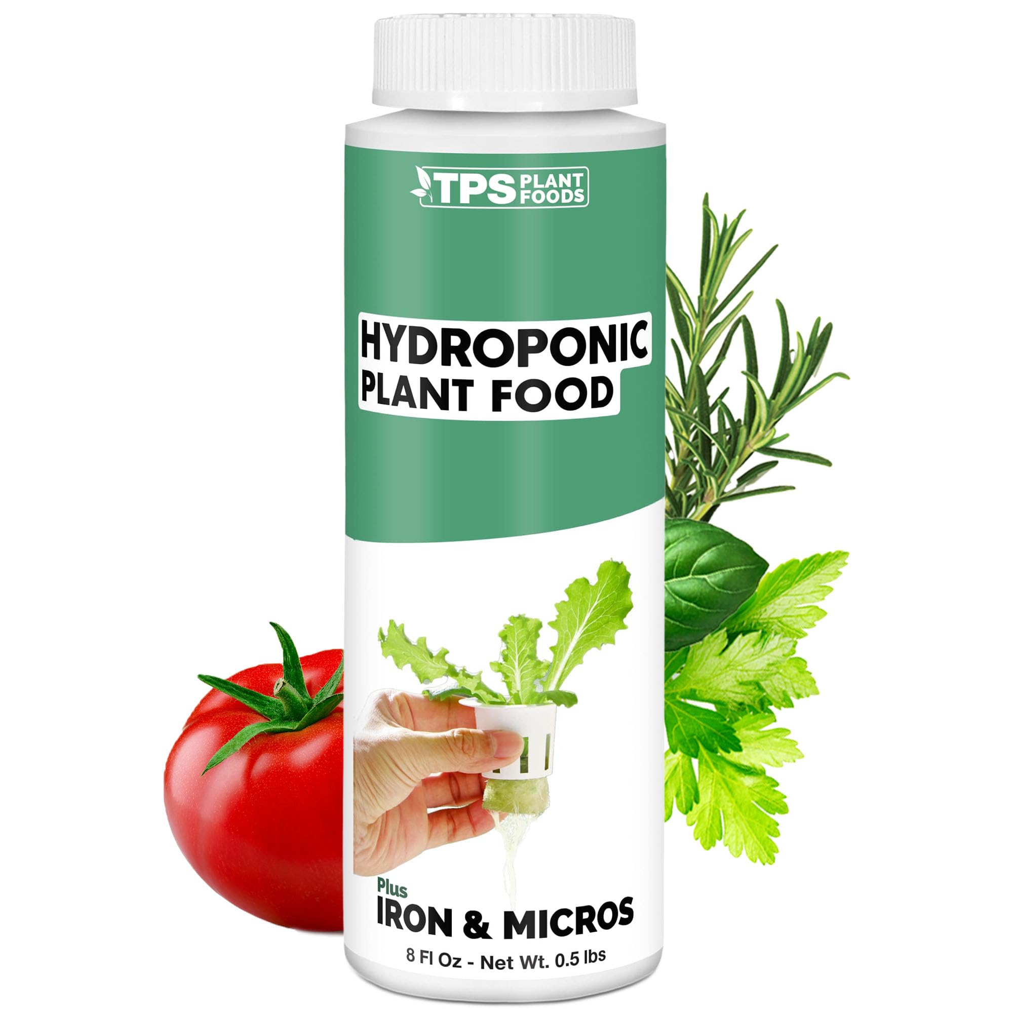 TPS NUTRIENTS hydroponic plant food bottle promotes efficient nutrient uptake for thriving plants.