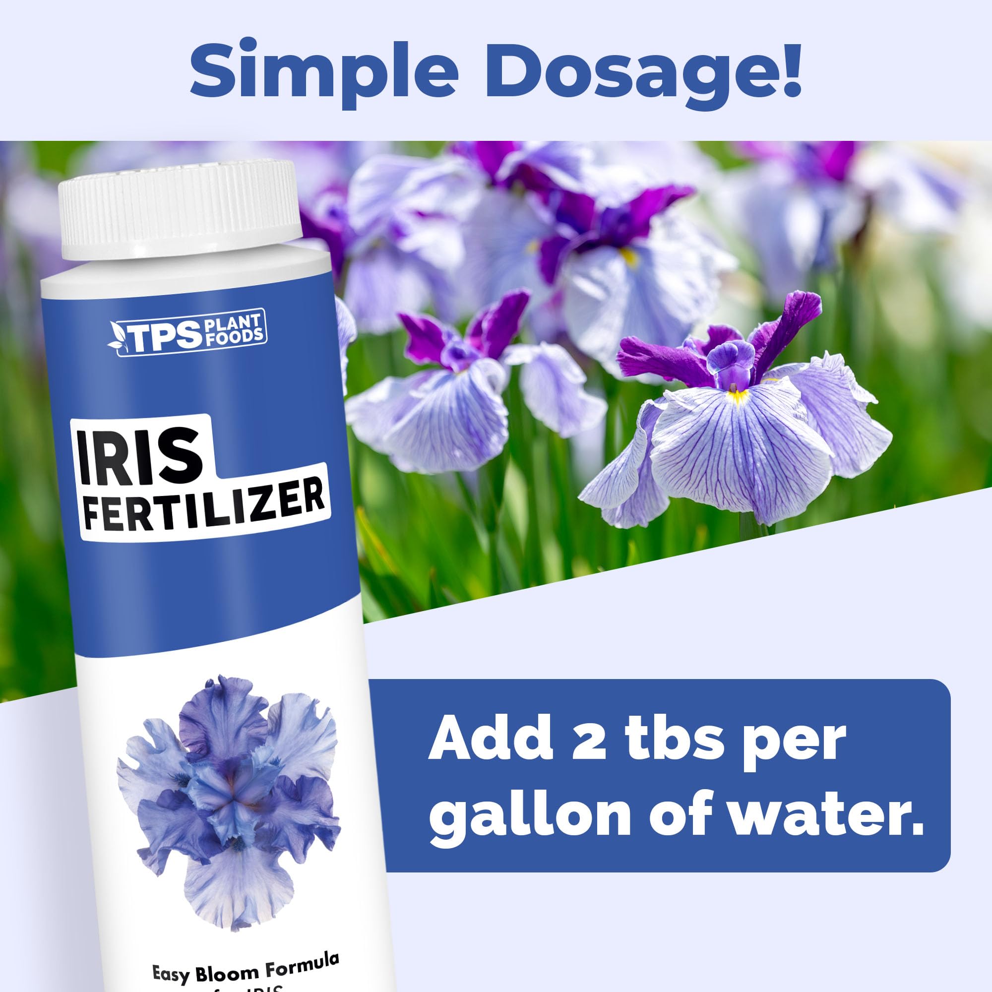 TPS NUTRIENTS Iris Fertilizer being mixed with water for fast absorption.