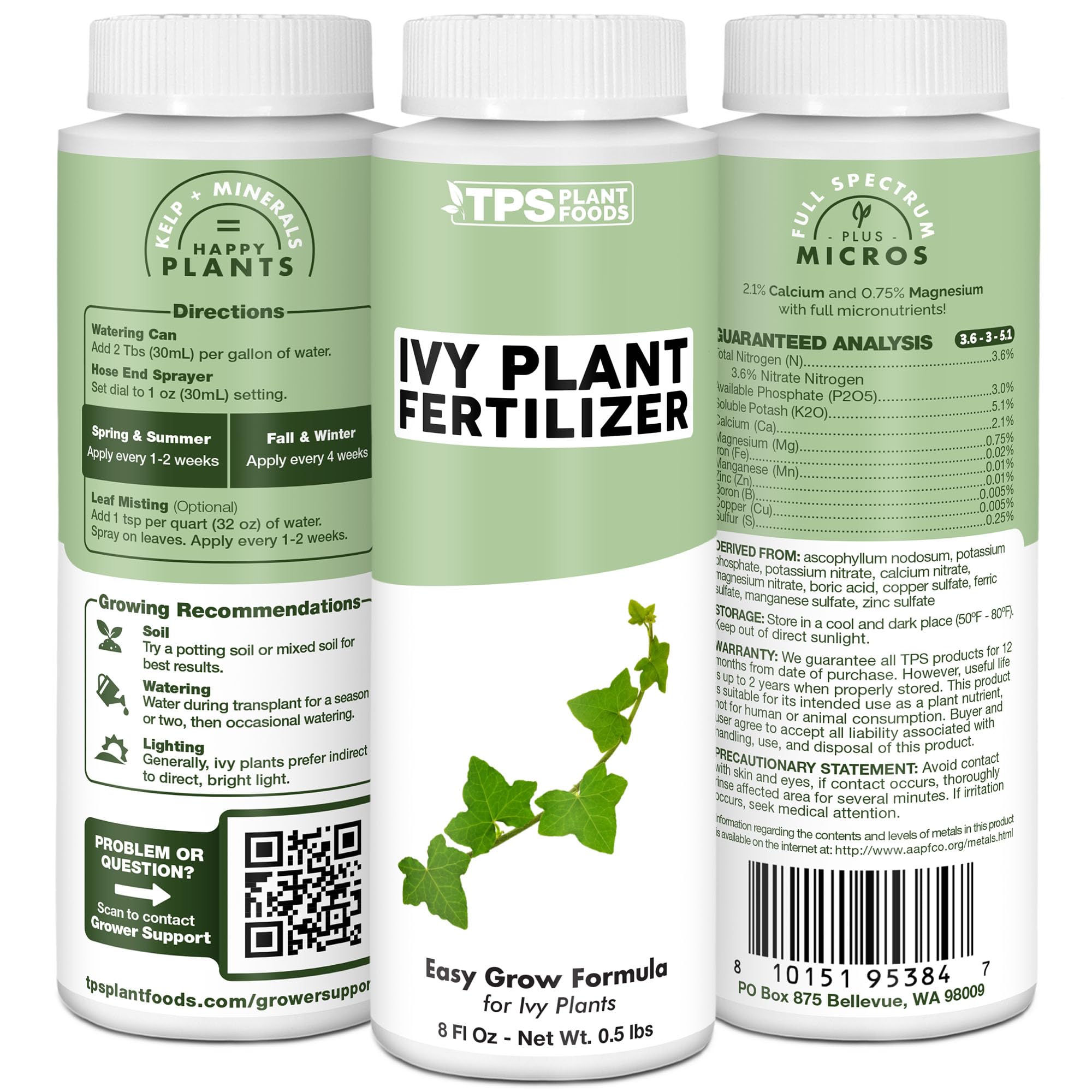 TPS NUTRIENTS Ivy Plant Food label highlights USA-made quality