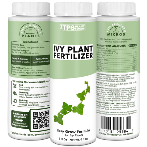 TPS NUTRIENTS Ivy Plant Food label highlights USA-made quality