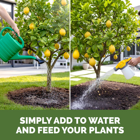 TPS NUTRIENTS Lemon Tree Fertilizer root growth image emphasizes stronger root systems.