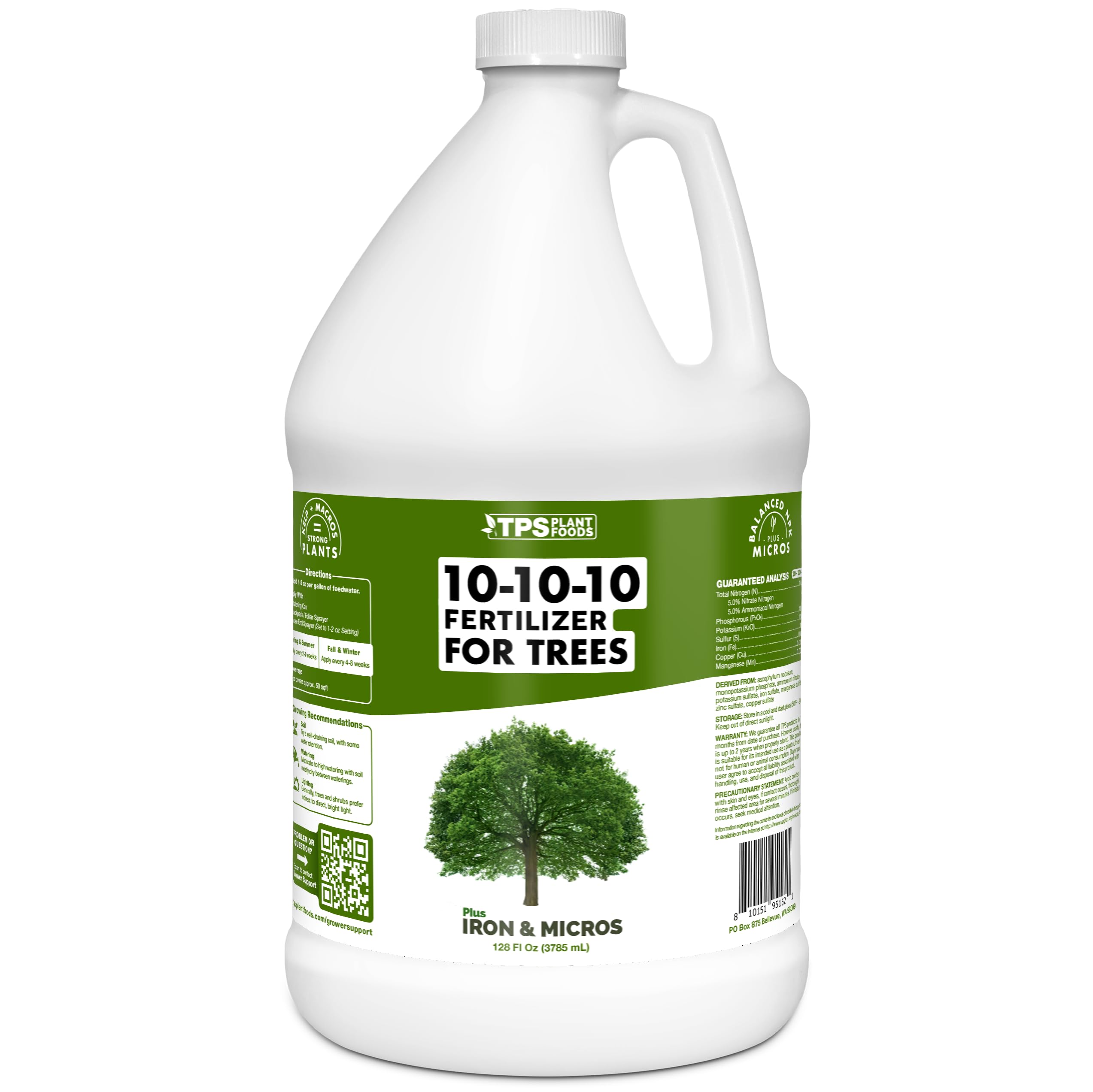 TPS NUTRIENTS liquid 10-10-10 fertilizer bottle supports balanced tree and shrub growth