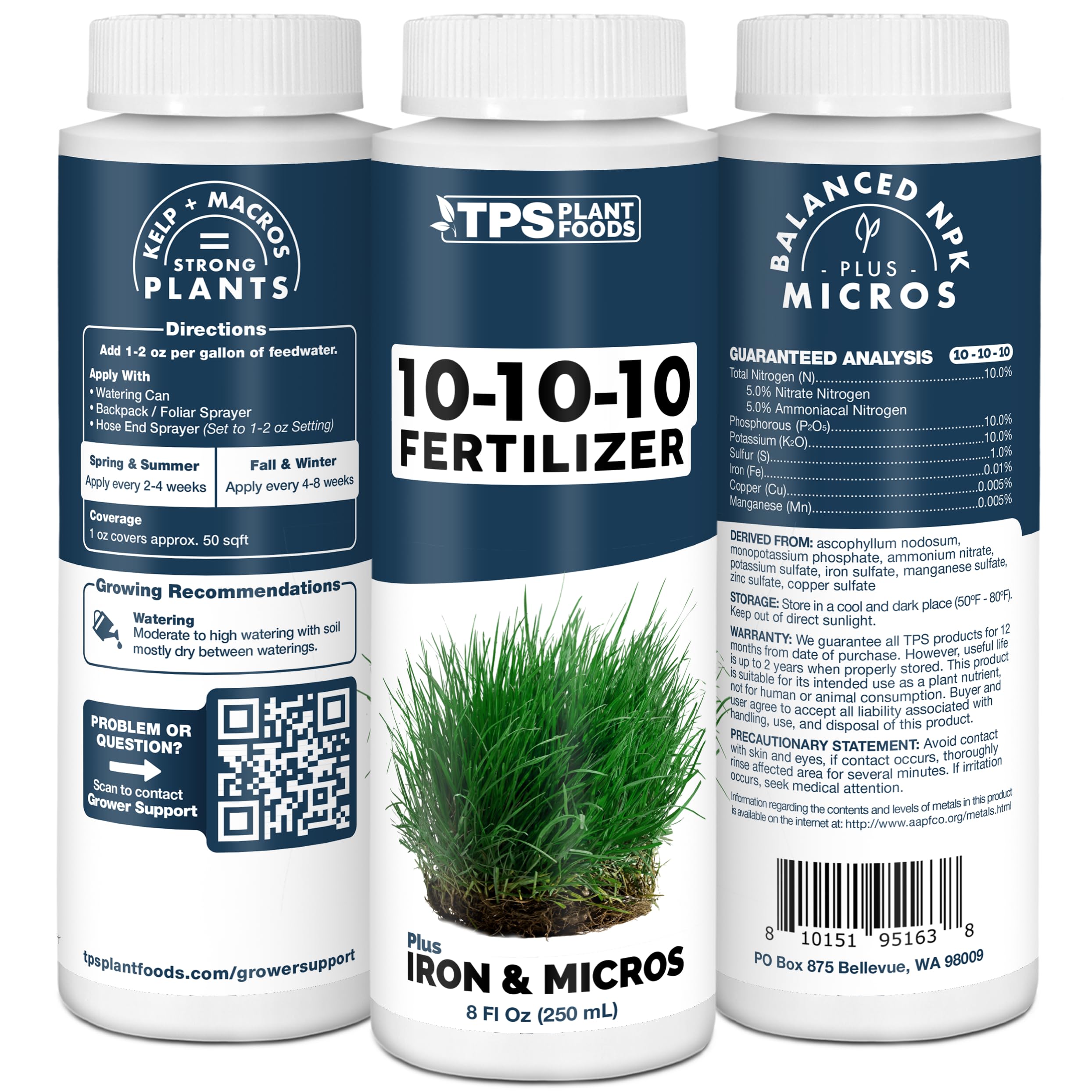TPS NUTRIENTS liquid fertilizer being measured for precise lawn application and balanced nutrition.