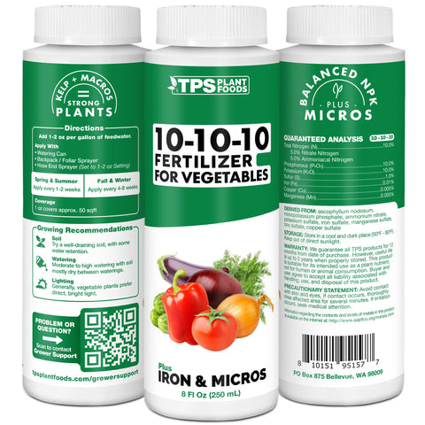 TPS NUTRIENTS bottle pour demonstrates simple feeding for vegetables.