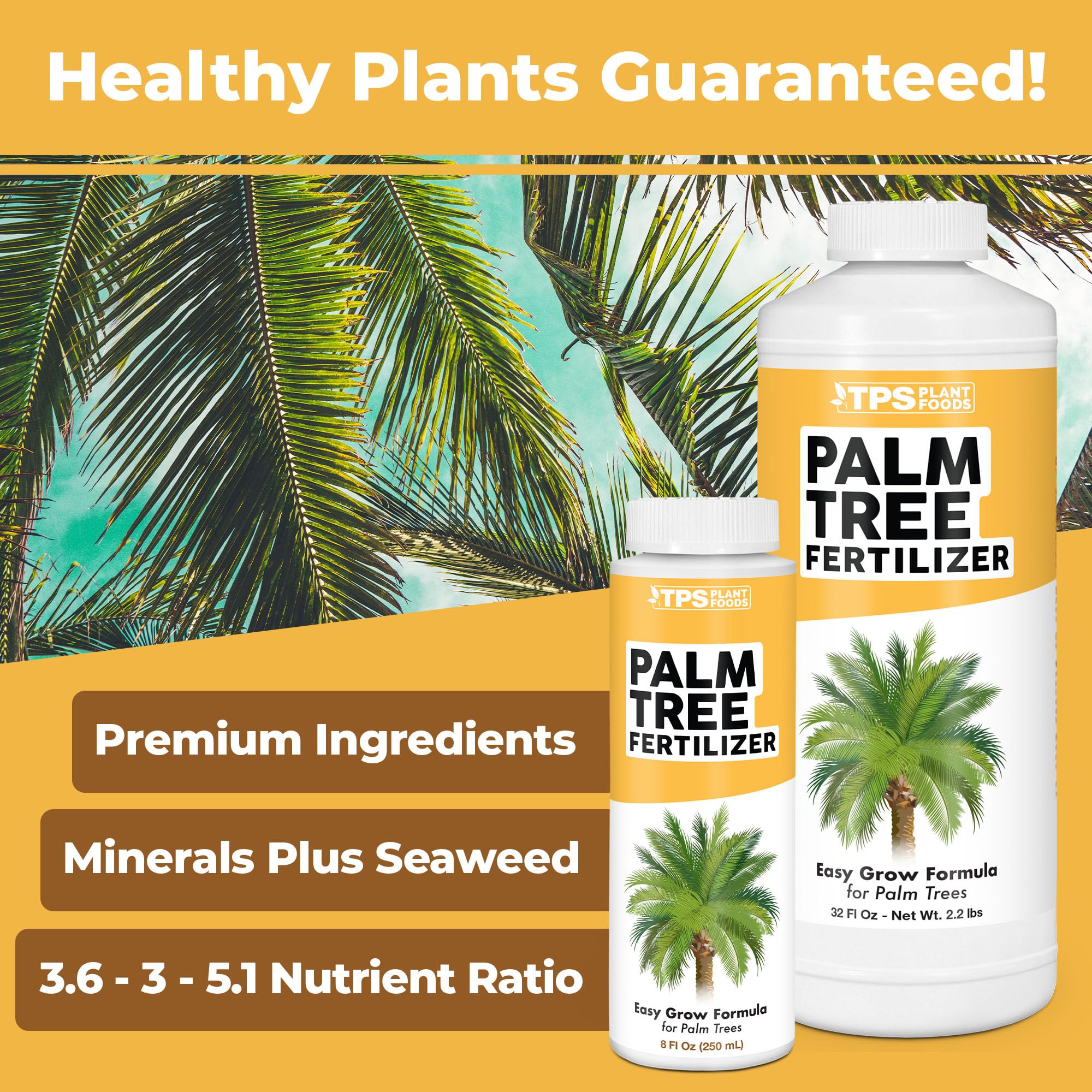 TPS NUTRIENTS liquid palm fertilizer being mixed into water for easy feeding.