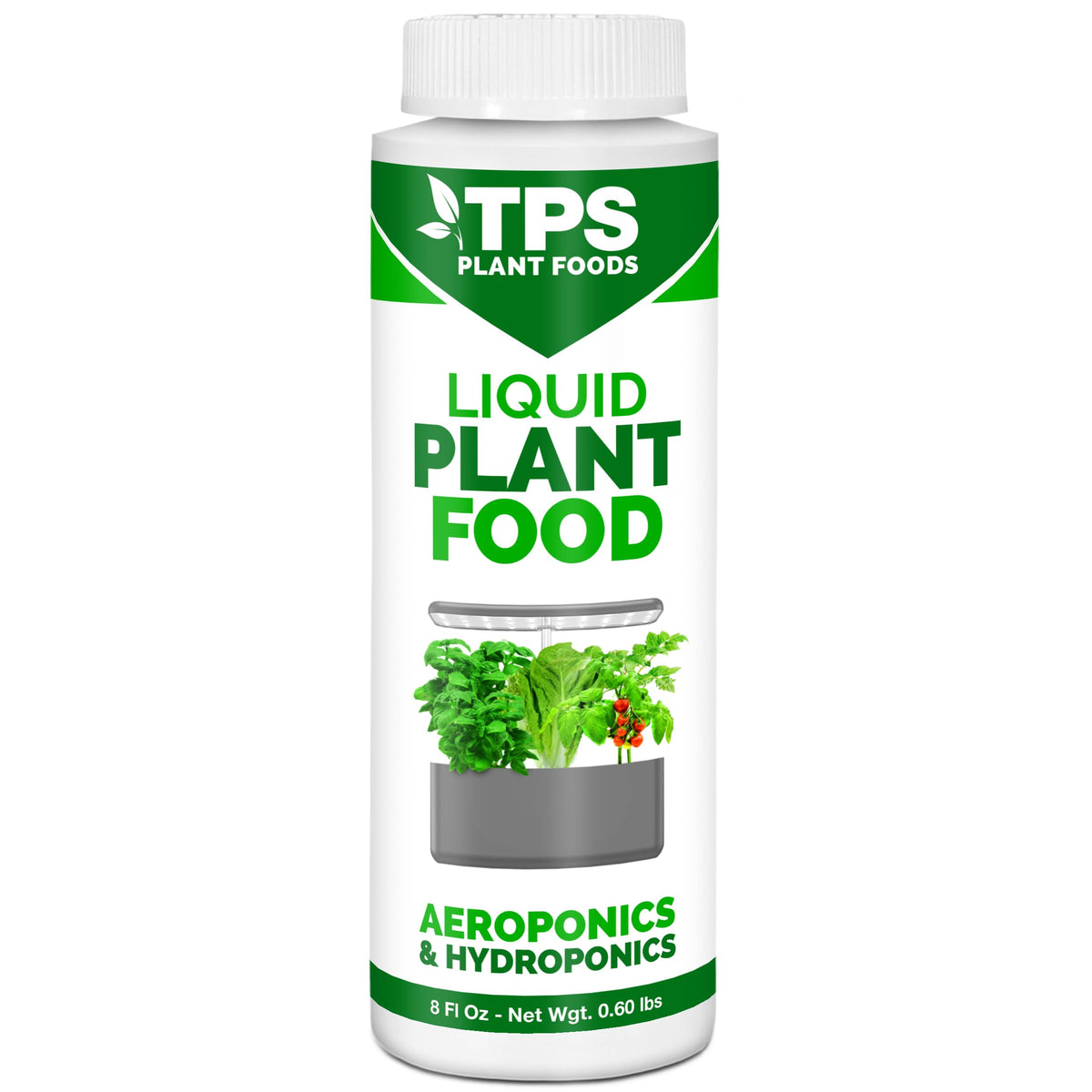 TPS NUTRIENTS Liquid Plant Food poured into an AeroGarden bottle for healthy, steady growth
