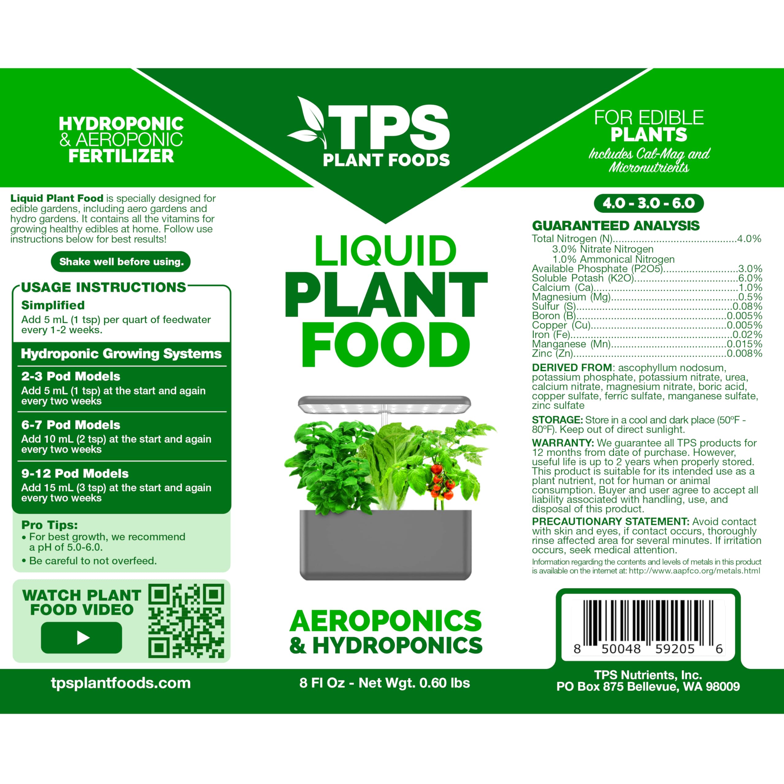 TPS NUTRIENTS Liquid Plant Food used with indoor herbs kit for vibrant greens